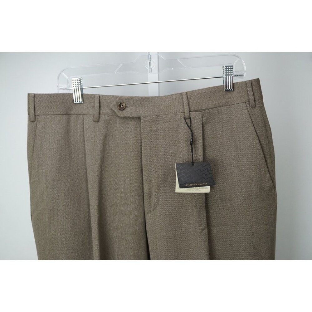 Corneliani Master Brown Woven 100% Wool Dress Pants Sz 50 NEW